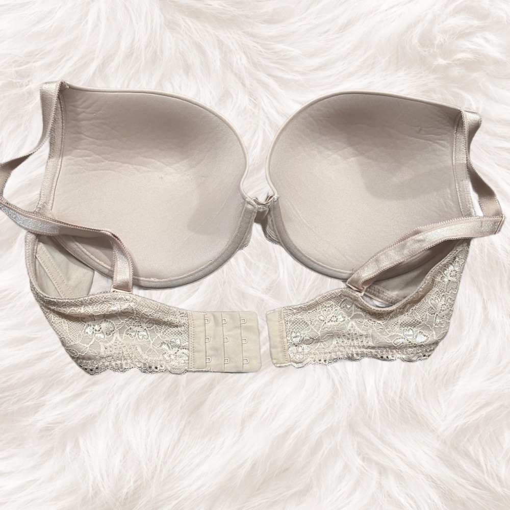 Torrid 38DD Push Up Plunge Bra Nude Beige Lace Underwire Padded Suppotive - Picture 3 of 4